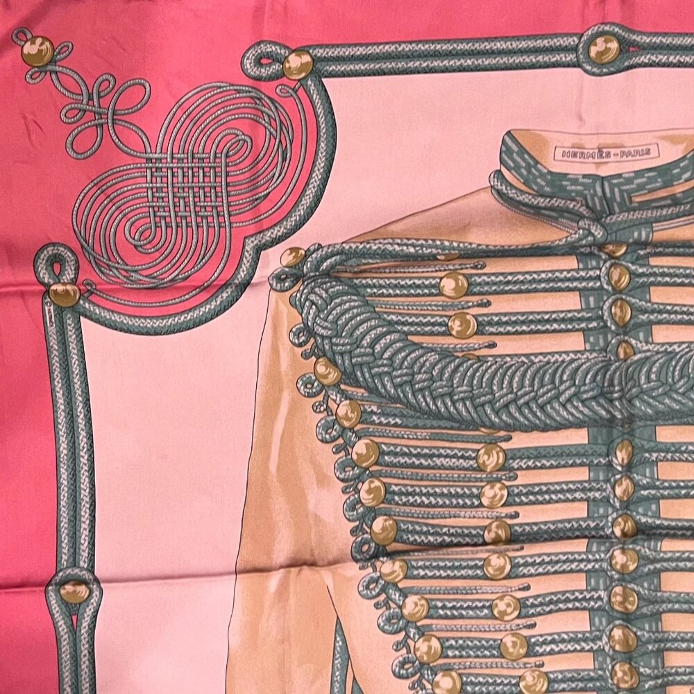Authentic Hermes Pink Brandebourgs Silk Scarf 90cm - Picture 10 of 11